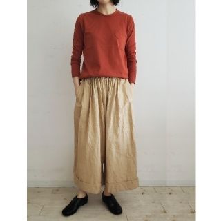 新品☆ゴーシュ コットンリネンチェックダブルワイドパンツ☆-