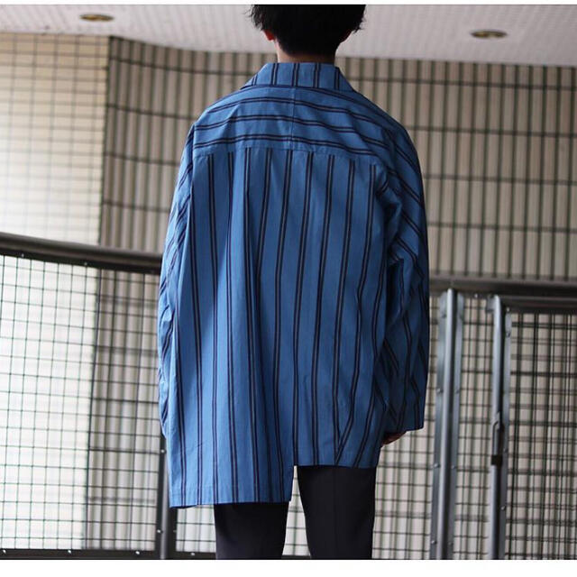 mbl　asymmetry stripe shirt blouson