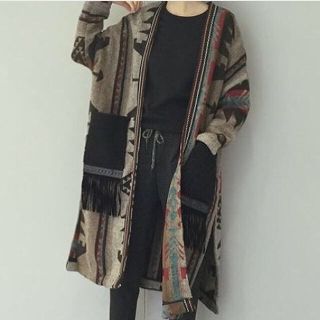 オルテガ柄ロングコート(ロングコート)