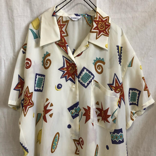 vintage レトロ 柄 シャツシャツ/ブラウス(半袖/袖なし)