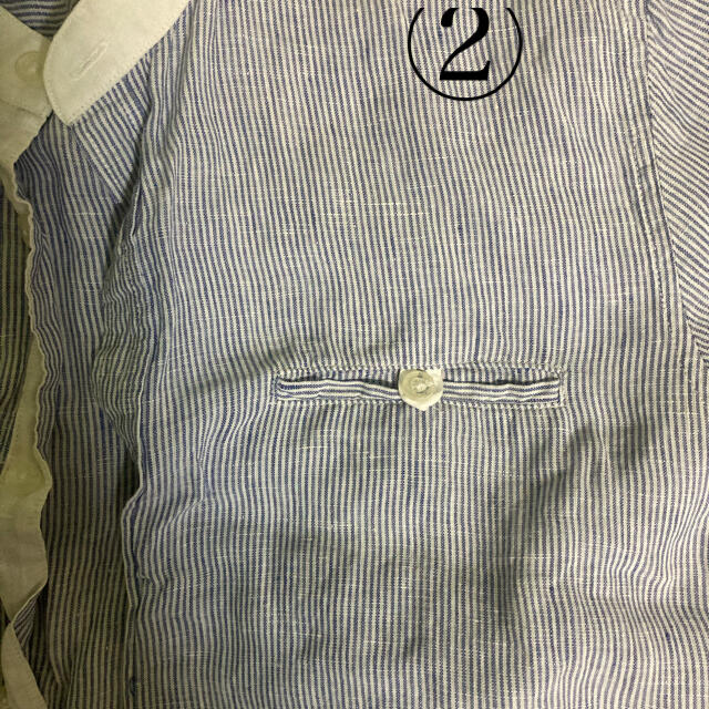 バンドカラー襟なし　半袖シャツ２枚セット メンズのトップス(シャツ)の商品写真