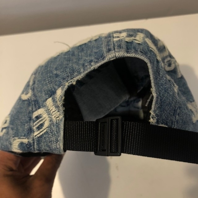 Supreme Frayed Logos Denim Camp Cap Blue 2