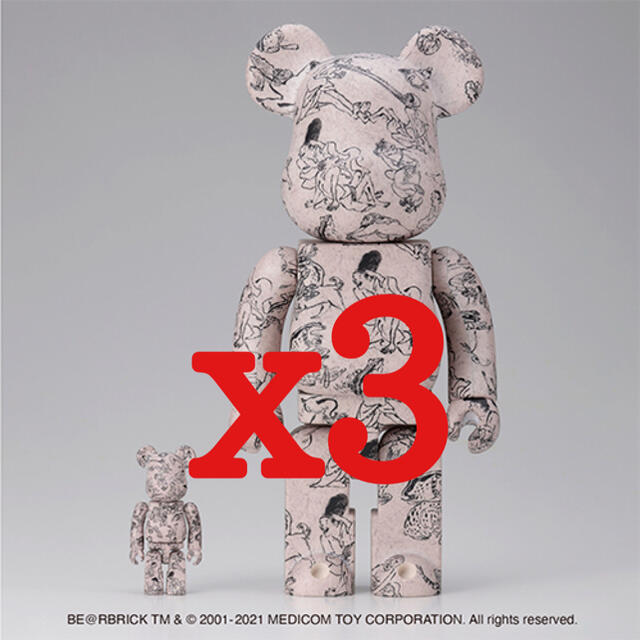 BE@RBRICK 鳥獣人物戯画 100％ & 400％ ベアブリック　3セット