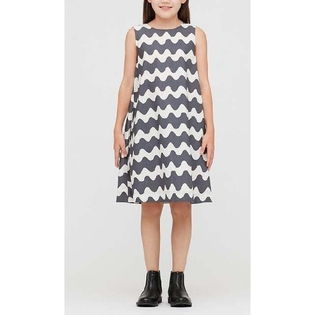 marimekko(マリメッコ)のマリメッコ　marimekko　UNIQLO　キッズ　ワンピース　ロッキ　グレー キッズ/ベビー/マタニティのキッズ服女の子用(90cm~)(ワンピース)の商品写真