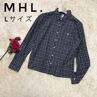 マーガレットハウエル(MARGARET HOWELL)の美品✨MHL. エムエイチエル 日本製 ボックス チェックシャツ 大きいサイズ(シャツ/ブラウス(長袖/七分))