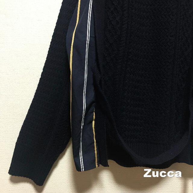 ZUCCa(ズッカ)の【Zucca】ズッカ ストライプ切替 ウエストベルト ケーブルニット レディースのトップス(ニット/セーター)の商品写真