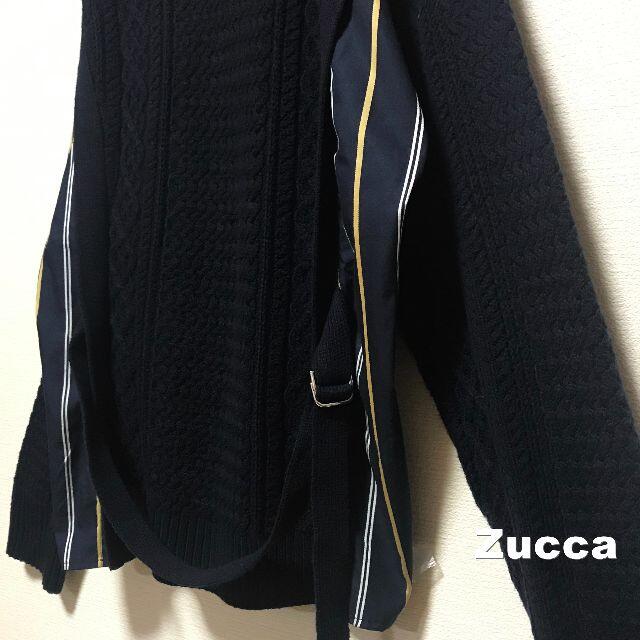 ZUCCa(ズッカ)の【Zucca】ズッカ ストライプ切替 ウエストベルト ケーブルニット レディースのトップス(ニット/セーター)の商品写真