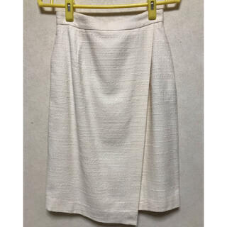 新品　BEAMS LIGHT  ホワイトツィード　フラップスカート　巻スカート(ひざ丈スカート)