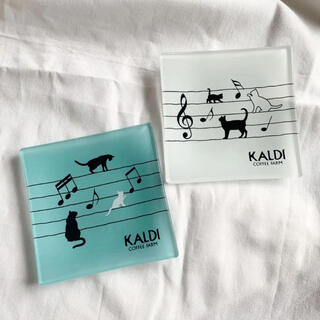 カルディ(KALDI)のカルディ KALDI 猫の日バッグのお皿  2枚入り ホワイト ブルー プレート(食器)