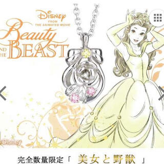 ディズニー(Disney)の新品 美女と野獣 ネックレス 天然ダイヤモンド 限定 公式 シルバーネックレス(ネックレス)