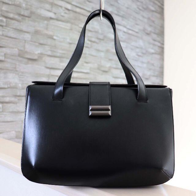 美品 BALLY バリー スクエア型 レザー ハンド バッグ ブラック