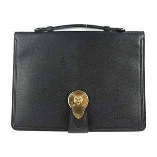 グッチ(Gucci)のGUCCI グッチ キャットヘッド  ビジネスバッグ 495655 レザー   ブラック ゴールド金具  クラッチバッグ 【本物保証】(ビジネスバッグ)