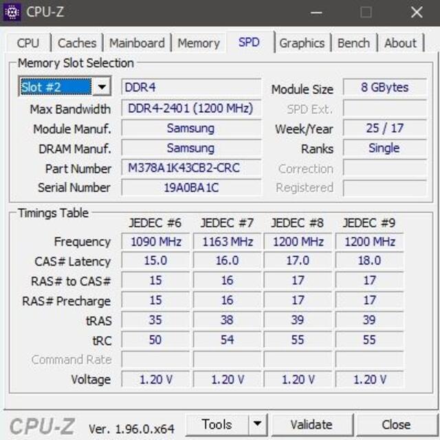 メモリ Samsung 16GB (8Gx2) DDR4-2400T (42 5