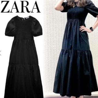 ザラ(ZARA)のZARA ポプリン　パネル　ミディワンピース(ロングワンピース/マキシワンピース)