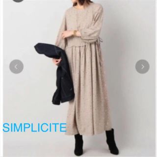 シンプリシテェ(Simplicite)の値下げ☆SIMPLICITE シンプリシテェ　ロングワンピース　ベージュ　花柄(ロングワンピース/マキシワンピース)