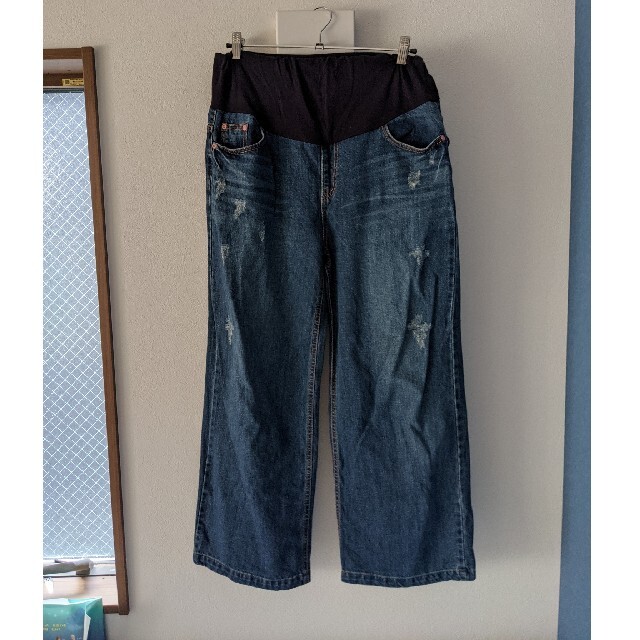 マタニティ　ワイドデニムパンツ キッズ/ベビー/マタニティのマタニティ(マタニティボトムス)の商品写真