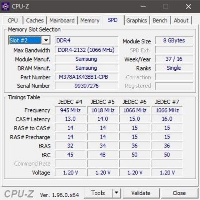 メモリ Samsung 16GB (8GBx2) DDR4-2133 (51 5