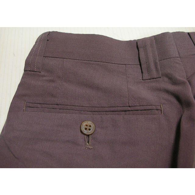 ux★微光沢淡モスパープルグレー エレガンティ個性派 ２タックパンツ-111cm メンズのパンツ(スラックス)の商品写真