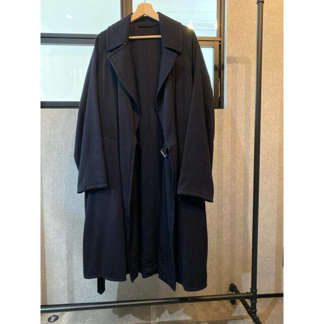 【値下げ】comoli 17AW ウール中綿タイロッケンコート　ネイビー