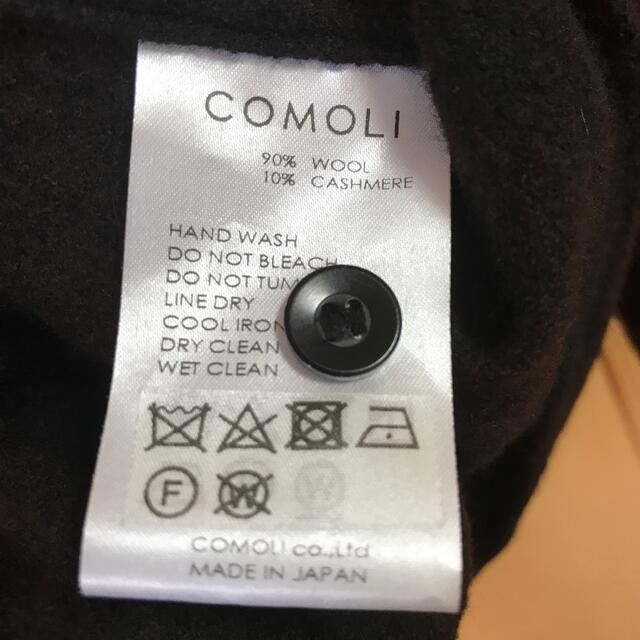 COMOLI コモリ ウールチェック オープンカラーシャツ ブラウン 3