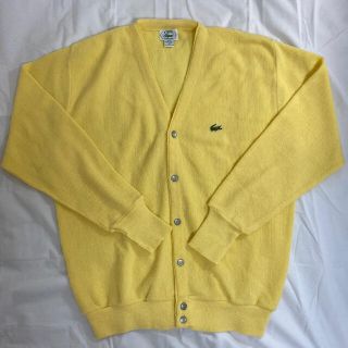 ラコステ(LACOSTE)の80s ラコステ LACOSTE アクリルカーディガン XLサイズ イエロー(カーディガン)