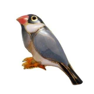 【UncleZ】　七宝焼き　ピンブローチ 鳥（文鳥）(コサージュ/ブローチ)