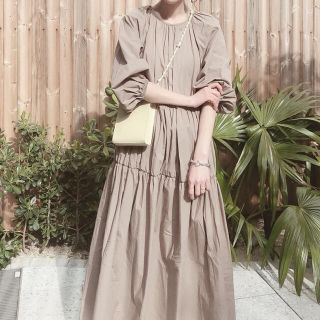 ザラ(ZARA)の最終価格！ZARA ポプリンワンピース モールグレー M ベージュ(ロングワンピース/マキシワンピース)