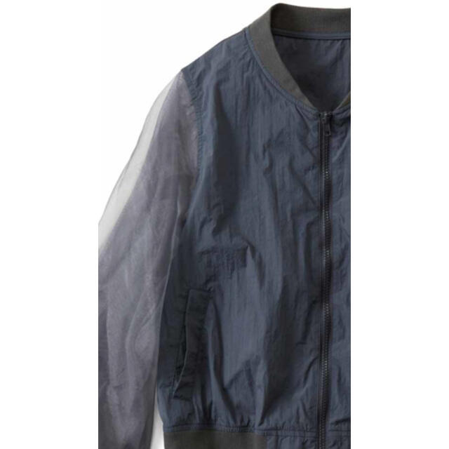 FELISSIMO(フェリシモ)のシフォン袖　ブルゾン　グレー　S   パーカー レディースのジャケット/アウター(ブルゾン)の商品写真