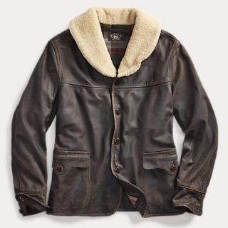 ダブルアールエル(RRL)の新品*RRL* シアリングカラー レザー コート*S*　ダブルアールエル(レザージャケット)