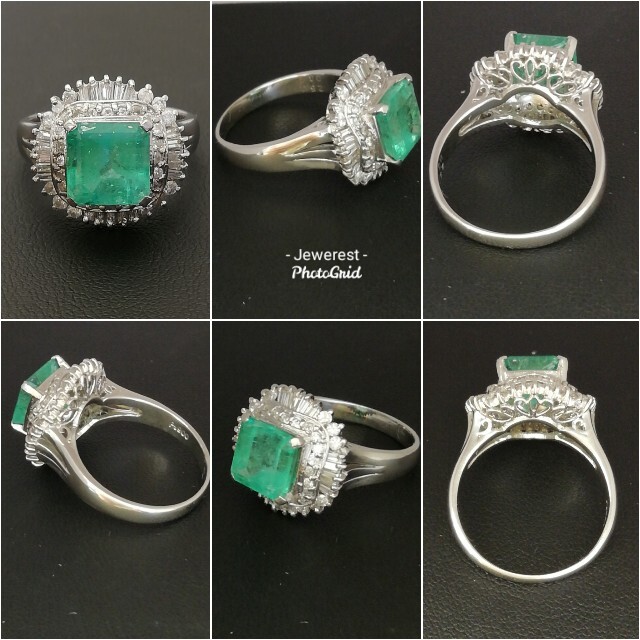 Pt900◻️エメラルド2.50ct✨ダイヤ0.80ct✨綺麗で素敵な宝石指輪✨ レディースのアクセサリー(リング(指輪))の商品写真