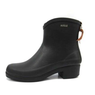 エーグル(AIGLE)のエーグル レインブーツ ミスジュリエット ボッティロンファー ショート 黒 37(ブーツ)