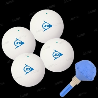 【新品】ソフトテニスボール4個(ダンロップ)+空気入れ(ボール)