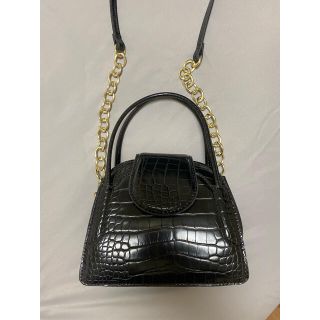 ザラ(ZARA)の【新品未使用】ZARA アニマル柄ミニシティバッグ　ブラック(ショルダーバッグ)