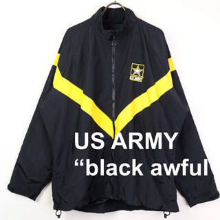 サンタモニカ(Santa Monica)のUSA古着　U.S.ARMY ナイロントレーニングジャケット　L-R 黒×黄(ナイロンジャケット)