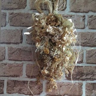 菜の花畑の入日スワッグ40cm(ドライフラワー)