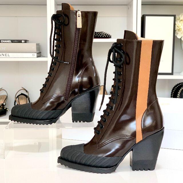 Chloe - 2556 未使用 クロエ レザー レースアップ ショートブーツの
