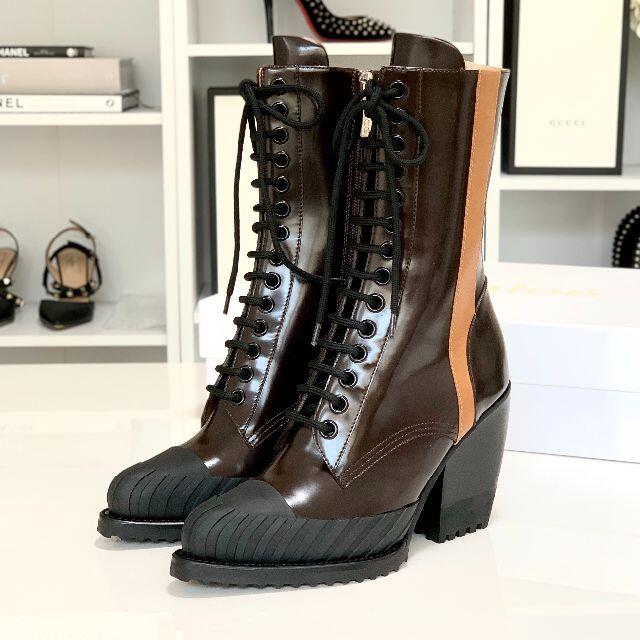 Chloe - 2556 未使用 クロエ レザー レースアップ ショートブーツの