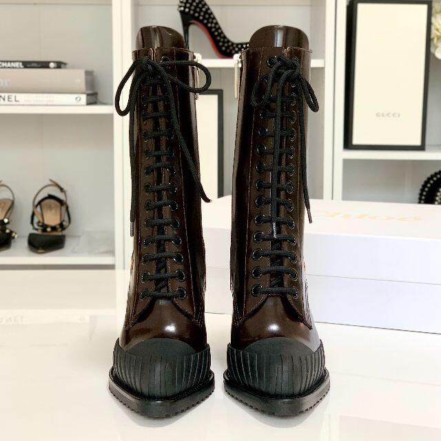 Chloe - 2556 未使用 クロエ レザー レースアップ ショートブーツの