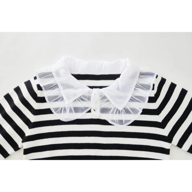 【bibiy】Cassie tulle collar striped knit