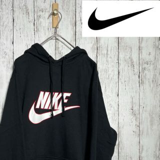 ナイキ(NIKE)の【人気】NIKE パーカー　黒　XL デカロゴ スウェット 古着(パーカー)