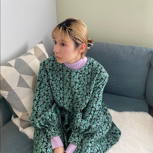 SANSeLF】 jacquard flower dress sanw21 - ひざ丈ワンピース
