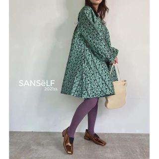 【SANSeLF】 jacquard flower dress sanw21 (ひざ丈ワンピース)