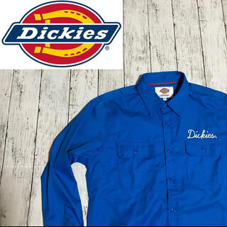 ディッキーズ(Dickies)の【Dickies】ディッキーズ 長袖ワークシャツ バック刺繍 ブルー Mサイズ(シャツ)