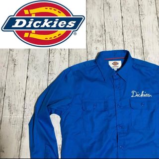 ディッキーズ(Dickies)の【Dickies】ディッキーズ 長袖ワークシャツ バック刺繍 ブルー Mサイズ(シャツ)