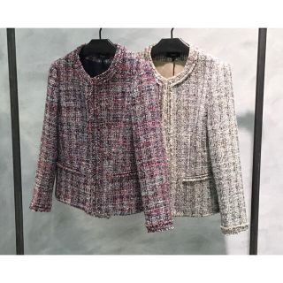 50%OFF ばあば様 セオリー ノーカラージャケット スカート セットアップ ツイード - スカートスーツ上下