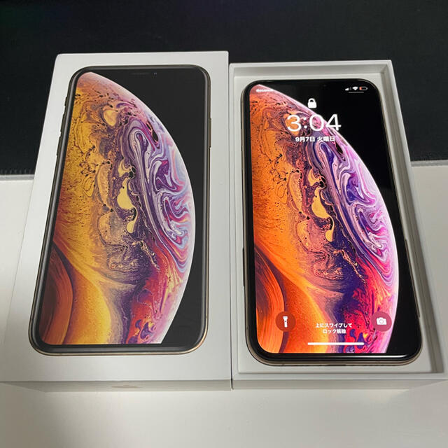 極美品 iPhonexs 64GB ゴールド simフリー