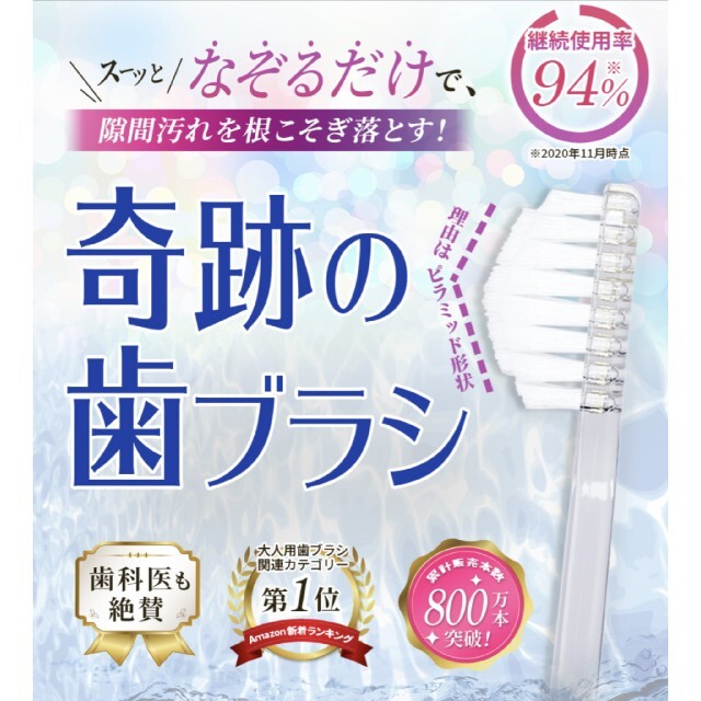 奇跡の歯ブラシ クリアブラック 大人用 2本セット コスメ/美容のオーラルケア(歯ブラシ/デンタルフロス)の商品写真