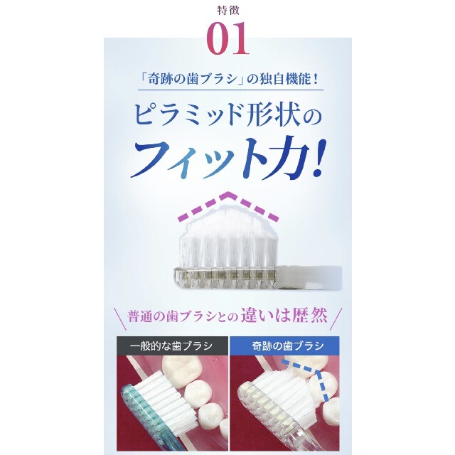 奇跡の歯ブラシ クリアブラック 大人用 3本セット コスメ/美容のオーラルケア(歯ブラシ/デンタルフロス)の商品写真