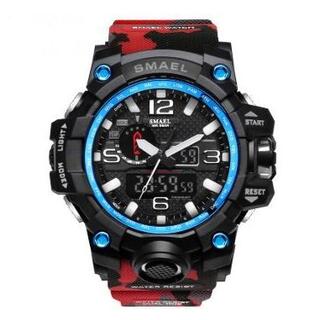 SMAEL 1545MC スポーツウォッチ(迷彩タイプ、レッド)(腕時計(デジタル))