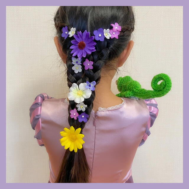 ラプンツェル お花のヘアゴム 16個セット｜ラプンツェルヘアアクセサリー｜髪飾り ハンドメイドのアクセサリー(ヘアアクセサリー)の商品写真